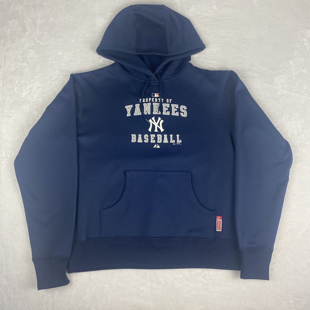 Majestic New York Yankees Sweater Adult Small Blue Hoodie Sweatshirt Therma Base